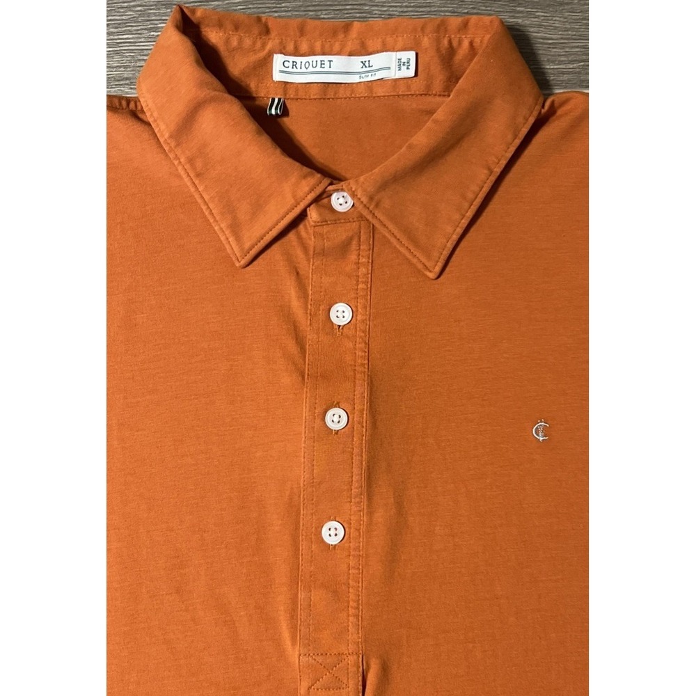 Criquet Slim Fit Stretch Orange Short Sleeve Performance Polo Shirt Size XL